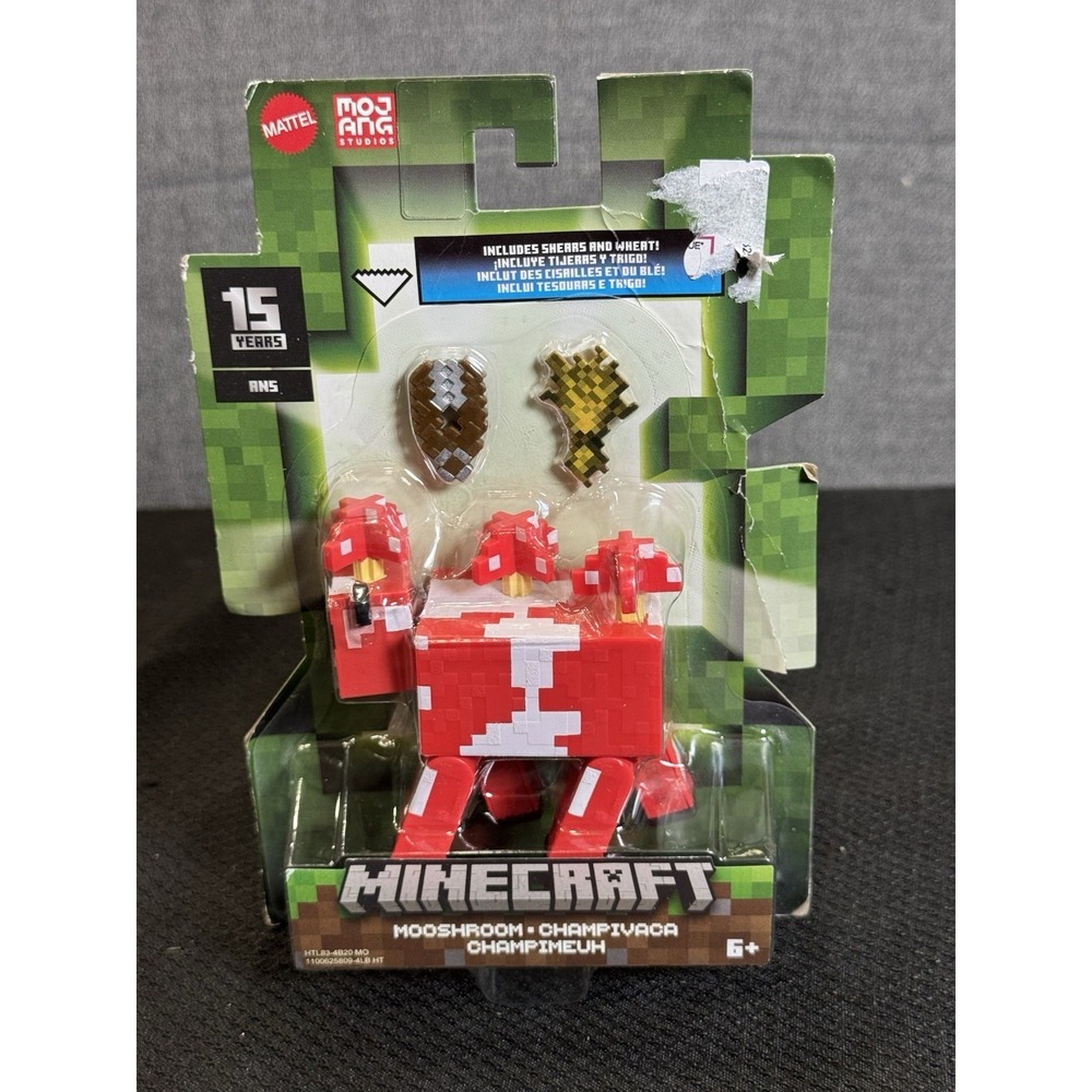 Mattel Minecraft Action Figure - MOOSHROOM [Includes Shears & Wheat] HTL83 - New